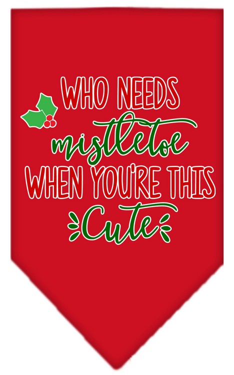 Who Needs Mistletoe Screen Print Bandana Red Small